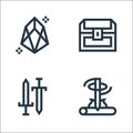 history line icons. linear set. quality vector line set such as fire, sword, treasure chest