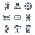 history line icons. linear set. quality vector line set such as fortress, astronomy, mummy, column, documentary, viking helmet, Royalty Free Stock Photo
