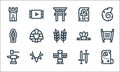 history line icons. linear set. quality vector line set such as treasure map, totem, blacksmith, sword, prehistory, mummy,