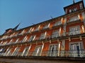 White Christmas buildings decoration in Plaza Mayor, main square, Madrid, Spain Royalty Free Stock Photo