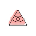 History, pyramid, eye with color shadow vector icon in history set