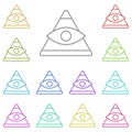 History, pyramid, eye multi color icon. Simple thin line, outline of History icons for UI and UX, website or mobile