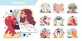 History of a religion concept set. Human religious ideas and its historical Royalty Free Stock Photo