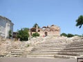 History. The ruins of the ancient amphitheater in Nessebar. Bulgaria