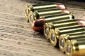 History of the Second Amendment - Bullets on Bill of Rights Royalty Free Stock Photo