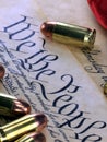 History of the Second Amendment - Bullets on Bill of Rights Royalty Free Stock Photo