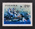 Apollo 15 moon landing. Old Polish post stamp.
