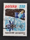 Kopernik 500 copernicus 500. Polish post stamp.
