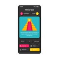 History test quiz smartphone interface vector template. Mobile app page black design layout. Historical facts check