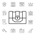 History, treasure chest flat vector icon in history pack