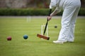 A hit in game of croquet Royalty Free Stock Photo