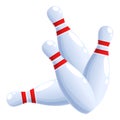 Hit skittles icon cartoon vector. Strike ball fun Royalty Free Stock Photo