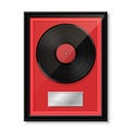 Hit vinyl in frame on wall, Collection disc Royalty Free Stock Photo