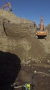 hitachi excavator at a construction site