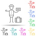 Hitchhiker multi color set icon. Simple thin line, outline of travel icons for ui and ux, website or mobile application