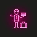 Hitchhiker neon style icon. Simple thin line, outline vector of travel icons for ui and ux, website or mobile application