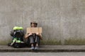 Hitchhiker ready for the entire world Royalty Free Stock Photo