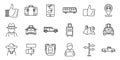 Hitchhiking automobile icons set, outline style