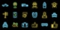 Hitchhiking automobile icons set vector neon