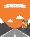 Hitchhiking flat vector background