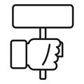 Hitchhiking hand board icon, outline style