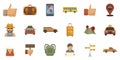 Hitchhiking icons set flat vector isolated