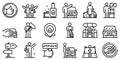 Hitchhiking icons set, outline style