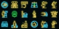 Hitchhiking icons set vector neon