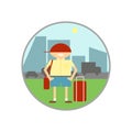 Hitchhiking, tourism. Individual tourism and travel. Vector illustration.