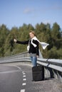 Hitchhiking woman