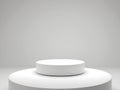 Hite round platform for product placement, on a white background.