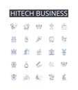 Hitech business line icons collection. Technology enterprise, Digital venture, Modern corporation, Innovation company