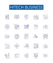 Hitech business line icons signs set. Design collection of Hitech, Business, Innovation, Technology, Digital, Cloud