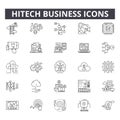 Hitech business line icons for web and mobile design. Editable stroke signs. Hitech business outline concept