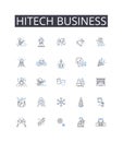 Hitech business line icons collection. Technology enterprise, Digital venture, Modern corporation, Innovation company