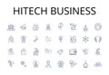 Hitech business line icons collection. Technology enterprise, Digital venture, Modern corporation, Innovation company