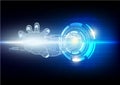 Hitech hand and technology background Royalty Free Stock Photo