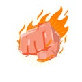 Hitting fist hand with fire. power and strong concept - vector Royalty Free Stock Photo