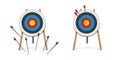 Hitting and missed target with archery arrow set Royalty Free Stock Photo