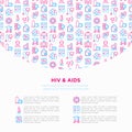 HIV and AIDs concept with thin line icons