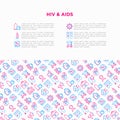 HIV and AIDs concept with thin line icons