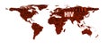 HIV or AIDS concept on world map