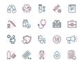 HIV and AIDS vector line icon contain condom hospital sex icon hiv test medical aids pictogram cancer sign