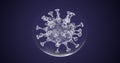 HIV cells flowing in transparent circle against dark blue background. Viral disease concept. Royalty Free Stock Photo