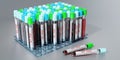 HIV virus/ AIDS - test tubes, blood tests - 3D illustration