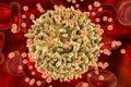 HIV viruses infecting T-lymphocyte Royalty Free Stock Photo