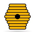 Hive natural shadow icon, bee web flat habitat sign, graphic vector illustration