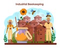 Hiver or beekeeper concept. Apiculture farmer gathering honey.