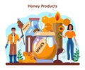 Hiver or beekeeper concept. Apiculture farmer gathering honey.