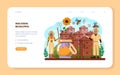 Hiver or beekeeper web banner or landing page. Apiculture farmer